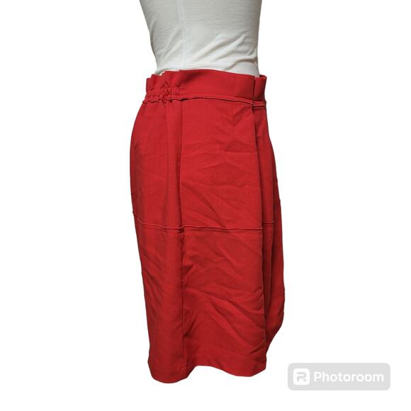 Lace & Mesh Cherry Red Pleated Front A-Line Skirt Size XL - Picture 2 of 6